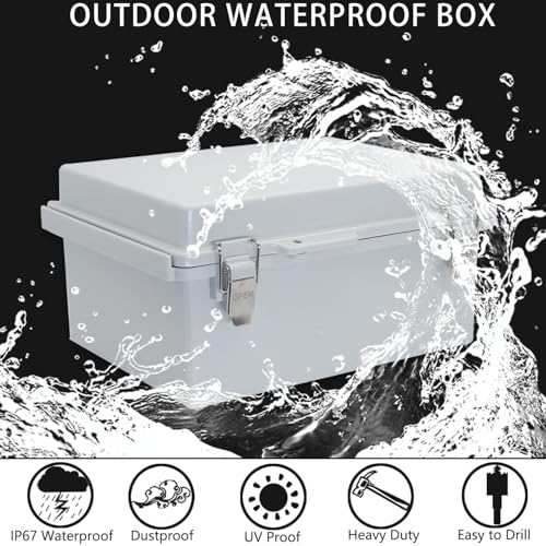 Electrical Box, Outdoor Waterproof Box IP67 Junction Box with Mounting Plate,ABS Plastic Project Box Power Cord Enclosure Grey 11" Dx7.5 Wx5.1 H - color: Grey, size: 11"Dx7.5"Wx5.1"H