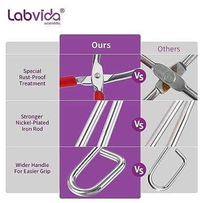 Labs Beaker Tongs, Red Rubber Coated Ends, Nickel Plated 1/4" Steel, for 50mL - 2000mL Capacity, Durable Beaker Clip Pliers Tool Used in Laboratories and Household - style: 1 PC of Lab Beaker Tong