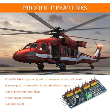 PCA9685 16 Channel PWM Servo Driver Board 12 bit IIC Interface Module Compatible with Arduino and Raspberry Pi (2pcs)