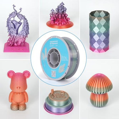 Silk Rainbow PLA 3D Printer Filament, 10 Rolls,1KG Spool(2.2lbs) 1.75mm 3D Printing Multicolor Gradient Filament Bundle for Most FDM 3D Printers,10 Different Silk Rainbow Colors - color: 10*1kg Silk Rainbow