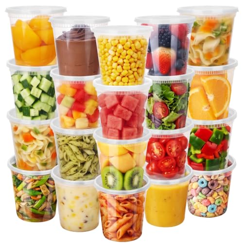 NESCCI 72 Sets (144-Piece) Deli Containers with Lids,24oz X 72 Set Each - size: 24oz X 72 Set