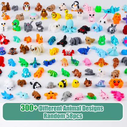 58 PCS Mini 3D Printed Animals Blind Bags, Individually Wrapped - color: Pink
