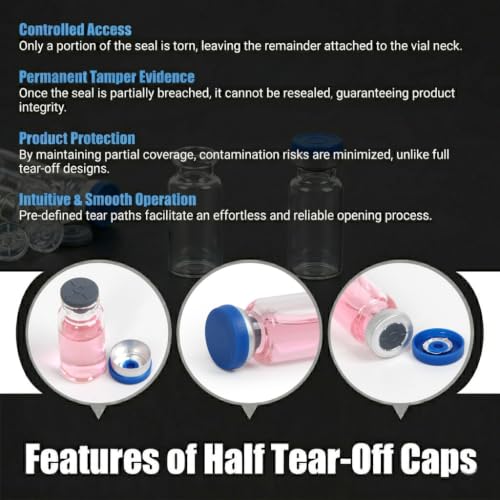 100 Pack 3ml Clear Glass Vials with Caps – 1 Dram Lab Headspace Vials - color: Clear Vial Blue Cap, size: 3ml