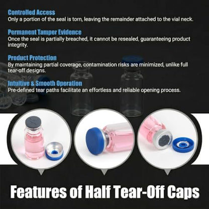 100 Pack 3ml Clear Glass Vials with Caps – 1 Dram Lab Headspace Vials - color: Clear Vial Blue Cap, size: 3ml