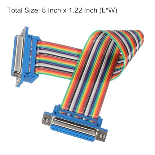 MECCANIXITY IDC Rainbow Wire Flat Ribbon Cable DB25 Female to DB25 Female 8 Inch Length 2.54mm Pitch Breadboard Jumper Wires for Electronic Projects - size: 8 Inch, style: DB25 Female to DB25 Female