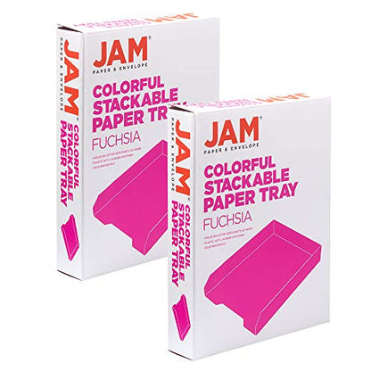 JAM PAPER Stackable Paper Trays - Pink - Desktop Document, Letter, & File Organizer Tray - 2/Pack (Pack of 2) - color: Pink, size: Pack of Two (2) Trays (Pack of 2)