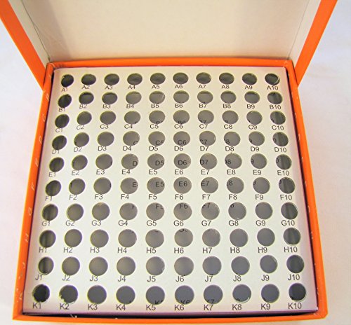 Cardboard Freezer Box with 100-Cell Paper Divider, Hole Diameter 11 mm (7/16"), 1.5/2 mm Tubes