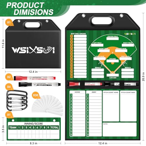 Magnetic Baseball Lineup Board, Foldable Clipboard for Coaches - style: Baseball