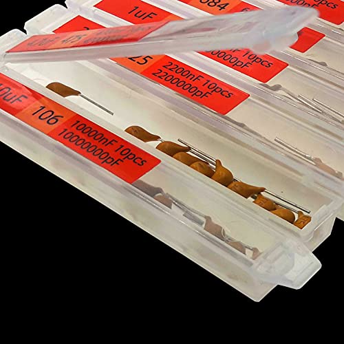 EEEEE 30 Value 300 pcs Multilayer Monolithic Ceramic Capacitor Assortment kit 10pf－10uF Individual Box Lid pf nf uf (300 pcs) - style: 300 pcs