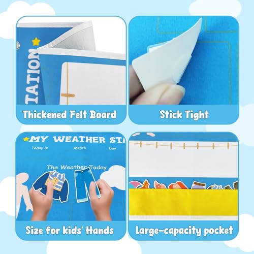 My Weather Station – Kids Daily Calendar & Weather Chart,Preschool Learning Toy,Classroom Calendar Set,Homeschool Supplies, Daily Routine Chart Interactive Weather Observation Board for Toddlers