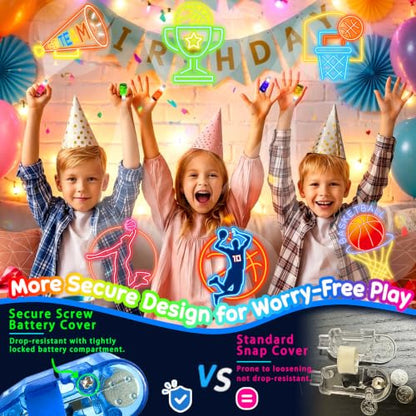24 Pcs Basketball Party Favors LED Finger Lights Toys for Kids Ages 3-12 - style: Basketball Neon