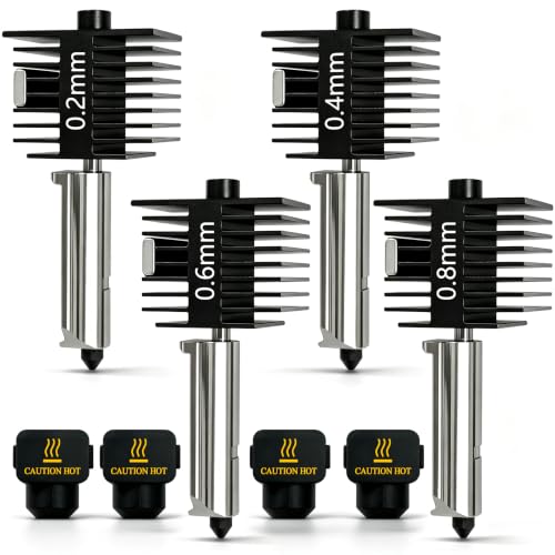 4‑Pack 0.2/0.4/0.6/0.8mm A1 Hotend for Bambu Lab A1/A1 Mini/A2L Nozzle Kit - size: 0.2/0.4/0.6/0.8mm