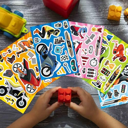 24 Sheets Motorcycle Stickers, Make a Motocross Face Sticker - style: Motorcycle