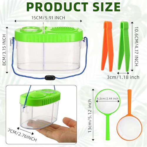 Halloscume 8 Pack Bug Catcher Kit Kids Magnifying Glass Toy, Orange, Green - color: Orange, Green