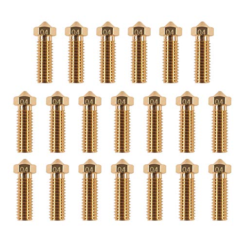 20PCS 3D Brass Volcano Nozzle M6 Thread Nozzles 0.4mm M6 Printed Head for 1.75mm Filament 3D Printer Parts Volcano Heater Block J-Head Hotend Extruder - color: 20pcs Volcano Nozzles 0.4mm