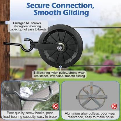 Outdoor Clothesline Kit, Black Clothes Line Pulley Kit Heavy Duty - size: 150FT Black