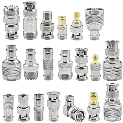 20pcs BNC Connector Kits BNC to SMA/BNC to BNC/BNC to UHF/BNC to N/BNC to F RF Coax BNC Adapter Male to Female Cable Converter - size: 20 Pieces - BNC Kit