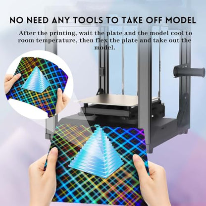 IdeaFormer-3D PES Build Plate 235x235mm, Flexible Rainbow Plaid+ Mesh PES Spring Steel Print Bed No Magnetic Plate for Creality K1/K1C/K1 SE/Ender 3 S1/Pro/Ender 3 V3 SE/Ender 3 V3 KE/Ender 5 S1 - color: Rainbow Plaid+Mesh PES