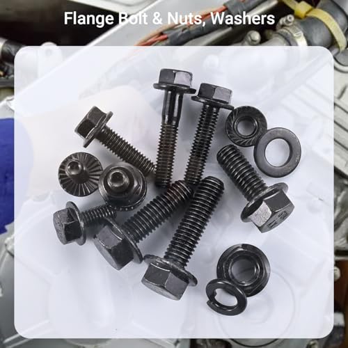 304Pcs Metric Flange Bolt and Nut Assortment, M6x1.0, M8x1.25 (12mm to 30mm) Assorted Hex Bolts and Nuts Washers Kit for Automotive, 10.9 Black Zinc Galvanized