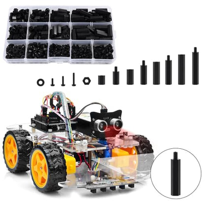 350Pcs M3 Male Female Nylon Hex Spacer Standoff Screws Nuts Assorted Assortment Kit Threaded Pillar for PCB Circuit Board Motherboard Standoffs Black - size: 350Pcs M3