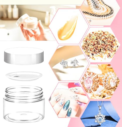 15 Pack 1oz Plastic Jars Round Clear Containers with Lids, 30ml Small Cosmetic Jars Makeup Containers, 1ounce Slime Jar Travel Cosmetic Container for Cream Salves Sample Lip Balm Lotion,White - color: White, size: 1oz-15pack