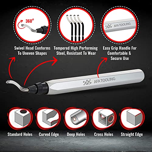 AFA Tooling Deburring Tool, 16 Blades, Silver CNC Anodized Aluminum Handle - style: 16 Mixed Blades Kit