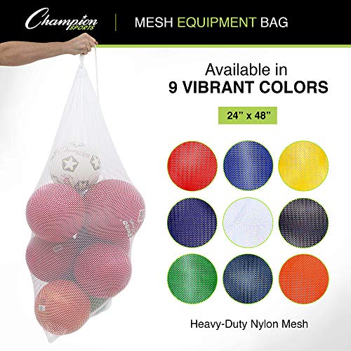Champion Sports Mesh Equipment Bag – Heavy-Duty Nylon Drawstring Bag with Lock & ID Tag, Breathable Storage Sack for Balls, Swim Gear, Laundry & Toys, Multiple Sizes & Colors - color: Blue, size: 24" x 48"