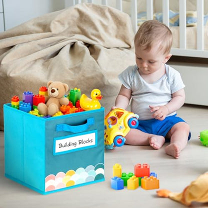 ABCKEY 11 Inch Cube Storage Bins 3 Pack with Handle and Label Window - color: 3PCS