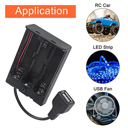 3pcs 3 AA Battery Holder USB Female Socket 3 AA Battery Case Box Holder with Cover and On/Off Switch - color: 3 AA Battery Holder with USB