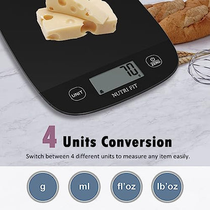 NUTRI FIT Food Scale Kitchen Scales Digital Weight Grams & Ounces Black - color: Carbon Black