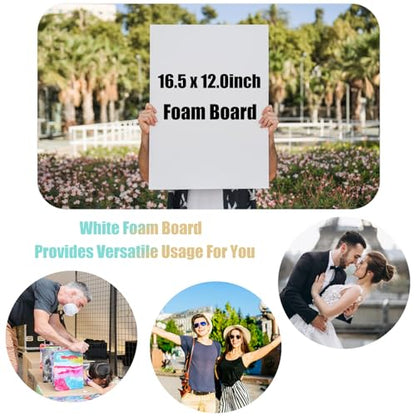 EPHECH 30Pack 12" x 16.5" White Foam Board with 3/16" Thick Foam Core - size: 12" x 16.5"-30PCS