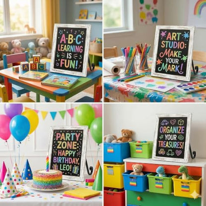 3 Sizes/3 Colors - Small Tabletop Chalkboard Sign with Stand - color: White, size: 11"W x 13"H