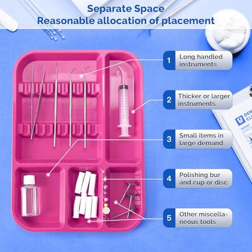 JMU 5 Pcs Pink Dental Instrument Trays Size B 13.25" x 9.75" - color: Pink, size: 5