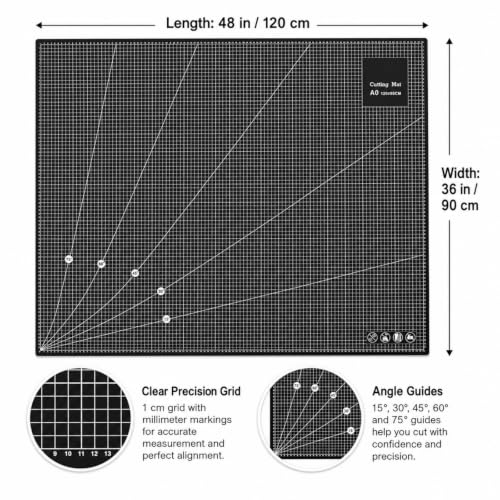 Self Healing Cutting Mat 48" x 36", Double Sided Grid，Black - color: Black, Gray, size: 48"L x 36"W