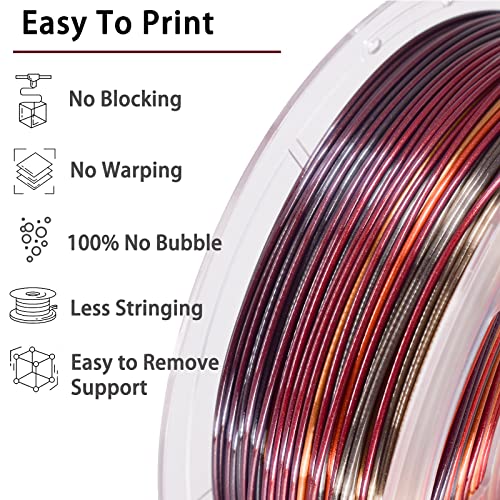 3D Printer Filament, PLA Filament Silk Gold Shiny Red Black PLA Filament 1.75mm +/- 0.02mm, 3D Printing Filament 1kg/2.2lbs - color: Silk Shiny Red Gold Black
