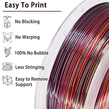 3D Printer Filament, PLA Filament Silk Gold Shiny Red Black PLA Filament 1.75mm +/- 0.02mm, 3D Printing Filament 1kg/2.2lbs - color: Silk Shiny Red Gold Black