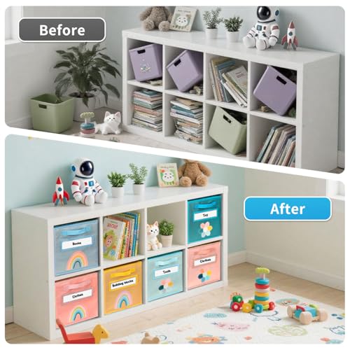 ABCKEY 11 Inch Cube Storage Bins 6 Pack with Handle and Label Window - color: 6PCS