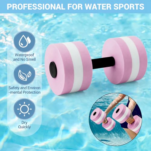 2Pc Water Dumbells Water Aerobic Exercise Foam Dumbbell Pool Resistance Aquatic Dumbbell EVA Yoga Barbell Exercise Fitness Equipment Exercises Equipment for Weight Loss - color: Pink