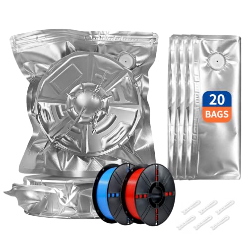 20PCS 3D Filament Storage Bags 13x15" Vacuum Moisture Light-Proof w/6 Clips - size: 20 bags