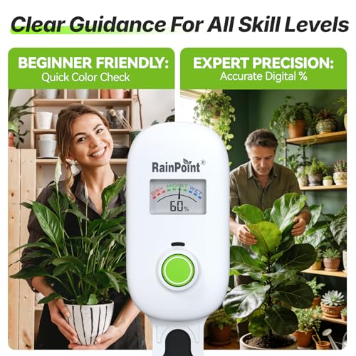RAINPOINT Smart Soil Moisture Meter Kit with WiFi Hub,Remote App Monitoring - size: Sensor + Hub, Color-Coded Scale