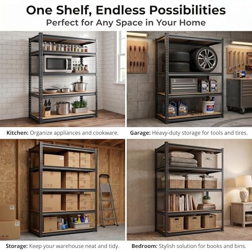 Garage Storage Shelves 36" W x 16" D x 72" H, 2500 LBS Heavy Duty Shelving Unit 5-Tier Adjustable, Extra Wide Boltless Metal Storage Rack for Garage Warehouse Basement - size: 36''W x 16''D x 72''H