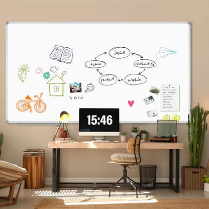 JILoffice Large Magnetic White Board, Dry Erase Whiteboard 96 x 48 Inch, 2 Pack, Silver Aluminum Frame Wall Mounted Board for Office Home and School - size: 2 Pack 96 x 48 Inch