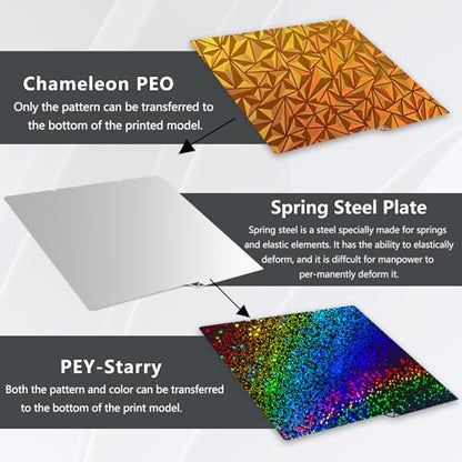 Kobra S1/Kobra 4/ Kobra X Build Plate 264x276mm Double Sided Chameleon PEO+Starry PEY Build Plate Flexible Spring Steel Heated Printing Bed Platform for Anycubic Kobra S1/Kobra X/4 3D Printer - style: PEY Plate