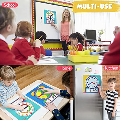 Large Magnetic Dry Erase Learning Clock for Kids Learn to Tell Time,12" Demonstration Teaching Time Practice Clock Analog Clocks with Pen, Classroom Supplies Homeschool Essentials Learning Resources - color: Light Blue