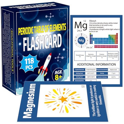 118Pcs Periodic Table of Elements Laminated Flashcards Science Flash Cards Chemistry Flash Card Game Science Elements Study Guide for Teachers Students