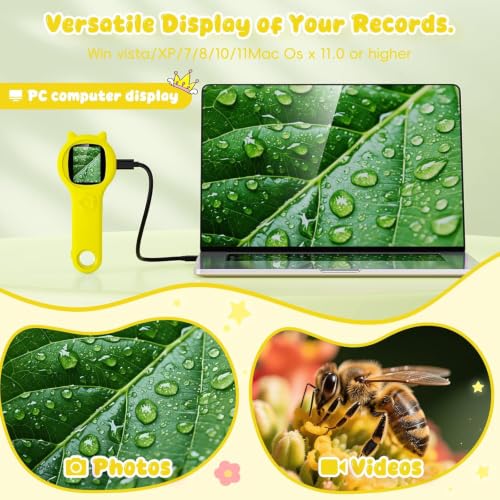 Kids Microscope, 500X Digital Magnifying Glass, STEM Toy, Yellow - color: Yellow, size: 1 Pcs