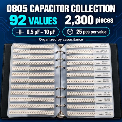 SMD Component Assortment Kit, 7,350 Pieces, 0805 Resistor Capacitor Book