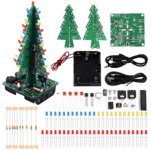 3D Christmas Tree Soldering Kit, Icstation DIY Soldering Practice Kit Spectrum Light Xmas Tree Soldering Assemble Kit for Teaching Learning STEM Educational - color: Multicolor, size: 1pc
