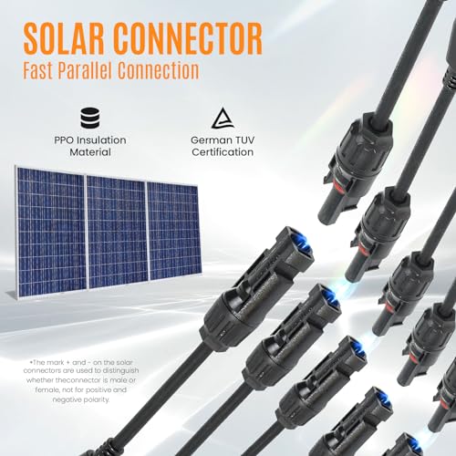 Solar Panel Connector 5 to 1 Solar Y Branch Solar Panel Splitter 5 Way Solar Panel Parallel Connectors Solar Adapter Cable Plug Pair for Solar System Panel(1 Pair 5 to 1) - color: 5 to 1 (1 Pairs), size: Y Branch