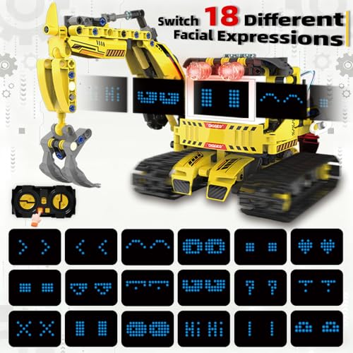 5 in 1 Robot Building Set with RC & APP for Boys Kids Ages 8-14